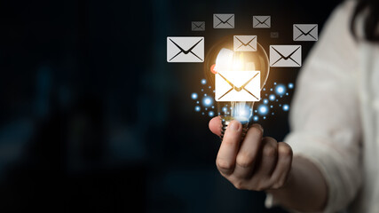 An email inbox with a new message notification alert. A concept of digital communication,...