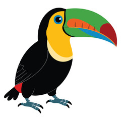 Naklejka premium Toucan cute illustration isolated on white background suitable for tropical wildlife cartoon bird character playful themed vector artwork