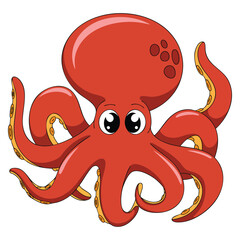 Vector illustration close up of octopus isolated on white background ideal for marine animal study wildlife conservation education or realistic themed artwork