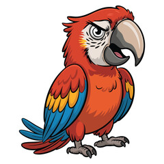 Vector illustration of angry parrot on white background ideal for wildlife cartoon bird character playful expressive animal themed design