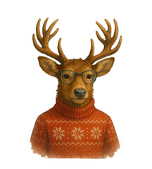 Cozy Christmas Reindeers ,red deer head PNG