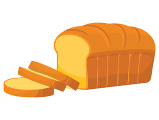 Vector illustration of bread slices on white background suitable for bakery recipe food design cooking tutorial or culinary creative project