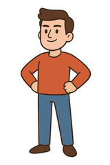 Cartoon Proud Full Body Vector — Confident Character Transparent