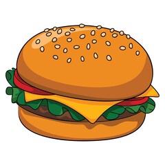 Vector illustration of burger isolated on white background perfect for food packaging fast food menu restaurant or culinary themed creative artwork