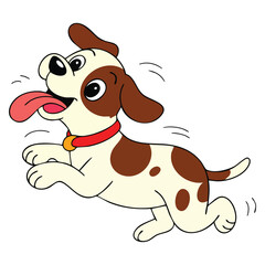 Vector illustration of cute running dog isolated on white background suitable for cartoon pet puppy or playful animal themed creative artwork design