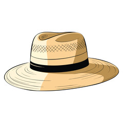 Vector illustration of farmer hat isolated on white background ideal for seasonal outfit style gardening fashion accessory or summer protection themed artwork