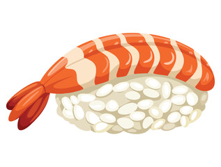 Vector illustration of fish on rice bed isolated perfect for sushi food menu restaurant packaging or culinary themed creative artwork concepts
