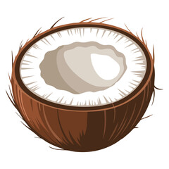 Vector illustration of fruit coconut isolated design ideal for tropical summer drink food label or natural organic themed creative artwork