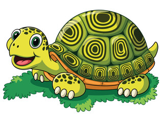 Vector illustration of green turtle on white background perfect for animal wildlife conservation education nature themed or environmental artwork design