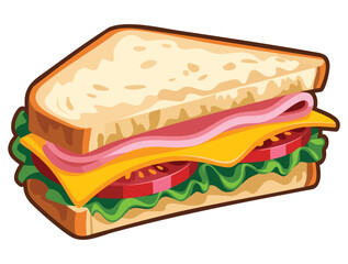 Vector illustration of ham cheese sandwiches isolated on white background ideal for lunch snack culinary food illustration and meal design concepts