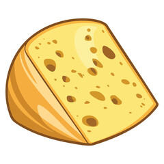 Vector illustration of hard cheese piece isolated on white background suitable for dairy product design recipe food packaging or culinary creative artwork