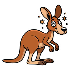 Vector illustration of kangaroo with dizzy face isolated suitable for wildlife animal character cartoon expression education or creative artwork projects