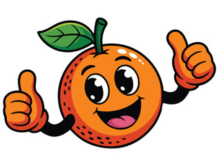 Vector illustration of orange with a face on white background suitable for fruit cartoon character playful humorous or kids themed creative designs