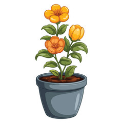 Vector illustration of pot plant isolated on white background ideal for indoor gardening, home decor, botanical, nature, or plant care themed designs