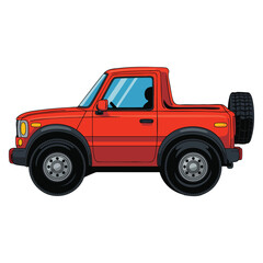 Vector illustration of red car isolated on white background suitable for automotive vehicle transport delivery or creative car design artwork and visuals