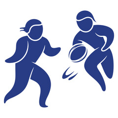 Vector illustration of rugby sport icon in blue color isolated design suitable for team sports athlete training or competition themed creative graphics