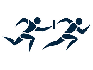 Vector illustration of running relay sport logo isolated design element ideal for track athletics team sport event competition or active lifestyle themed artwork