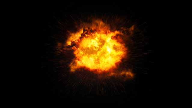 Explosinon vfx on black backround