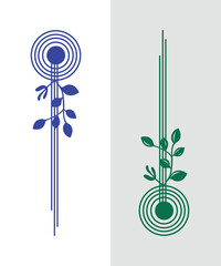 Harmonious Growth Abstract Plant Designs with Concentric Circle Accents