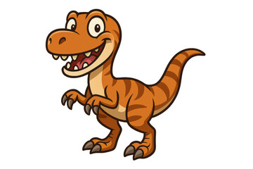 Obraz premium Cartoon velociraptor character standing and smiling, cute friendly dinosaur mascot design, transparent background