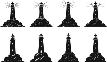 Stylized Windmill Vector Collection Featuring Unique Silhouettes, Blade Variations, Artistic Hills, and Textured Backgrounds for Rural and Vintage Themes