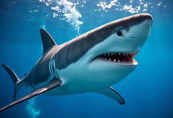 Powerful great white shark underwater, hunting, ocean, ocean life