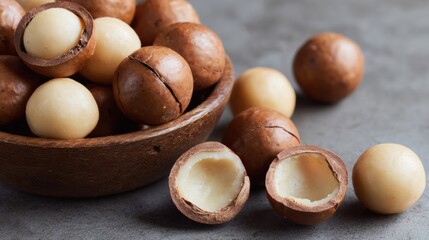 Macadamia Nut in Diverse Presentations with Natural and Culinary Settings