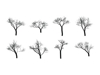 Obraz premium Silhouette Tree Collection in Black and White Graphic Elements Vector Illustration for Design Projects and Creative Assets