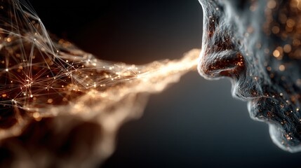 Abstract illustration of human interaction with digital connection and networking technology