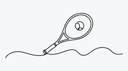 Minimalist Tennis Racket and Ball Drawing for Sport and Recreation