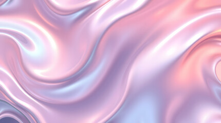 Mesmerizing Abstract Iridescent Liquid Fabric Flow - Smooth Wavy Silk Texture with Holographic Pastel Gradient and Dynamic Effect Background for Creative Designs