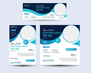 Professional medical healthcare service social media post. template design and Clinic or hospital digital marketing ads sales and discount banner vector template Design