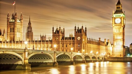 Fototapeta premium Old clock tower with Big Ben at night