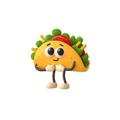 Adorable 3D Cartoon Taco Character Standing and Smiling