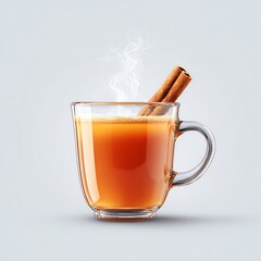 Minimal studio e-commerce shot of a single glass mug filled with hot apple cider