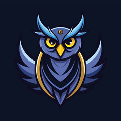 Stylized blue owl logo with sharp angular wings and horns, featuring piercing yellow eyes and a geometric design. It conveys wisdom and mystery.