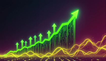 Futuristic Digital Data Growth and Success Visualization