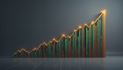 Golden Line Ascending Chart on Dark Surface