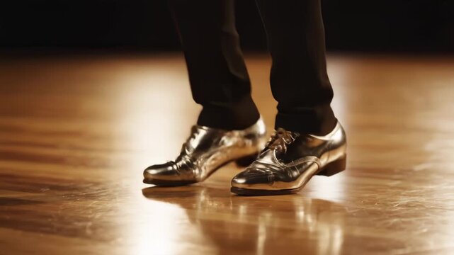 Tap Dancer Performing in Silver Shoes on Stage