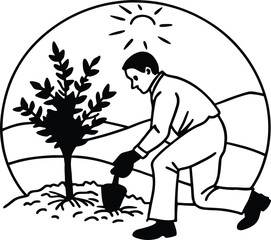 man-planting-a-small-tree-in-the-ground-at-sunset (1).eps