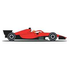 Fototapeta premium Minimalist Red Formula Racing Car Illustration Side View