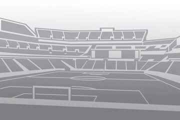 Soccer Football Stadium Arena Field Outline Shape Silhouette Vector for Background