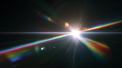 Dynamic Light Beam Lens Flare with Colorful Rainbow Spectrum and Starburst Effect