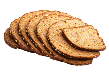 sliced whole wheat bread isolated on white background.