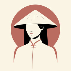 vector illustration of a person wearing a Chinese hat