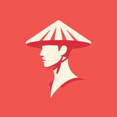 vector illustration of a person wearing a Chinese hat