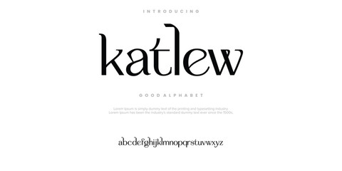 Katlew Abstract Fashion font alphabet. Typography typeface uppercase lowercase and number. vector illustration