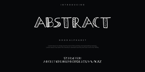 Abstract Fashion font alphabet. Minimal modern urban fonts for logo, brand etc. Typography typeface uppercase lowercase and number. vector illustration