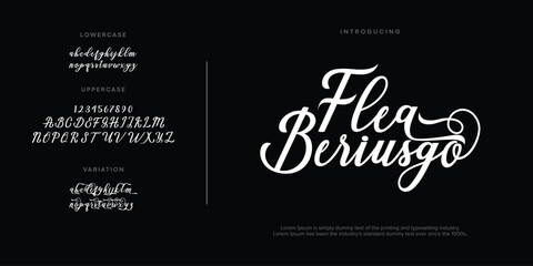 Flea Beriusgo Abstract Fashion font alphabet. Minimal modern urban fonts for logo, brand etc. Typography typeface uppercase lowercase and number. vector illustration