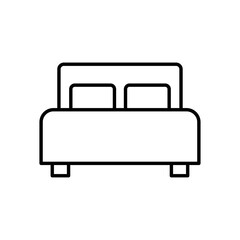 Bed icon designed in minimalist vector line style, isolated on a white background. Ideal for hospital interiors, sleep tracking apps, patient care, and rest or relaxation concepts.